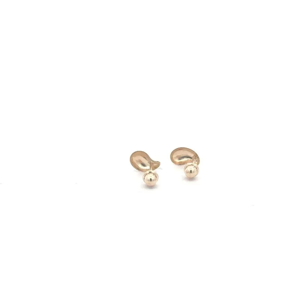 14K Gold Stud Earrings Teardrop Screw Back Type Tiny - Picture 4 of 5